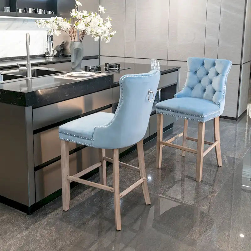 Tabourets de bar recouverts de velours