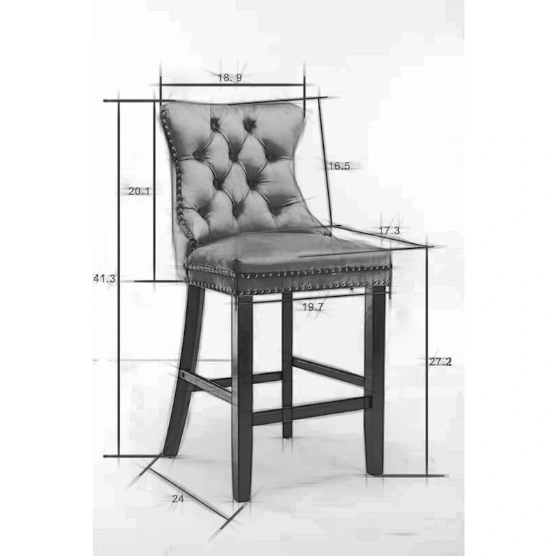 Tabourets de bar recouverts de velours