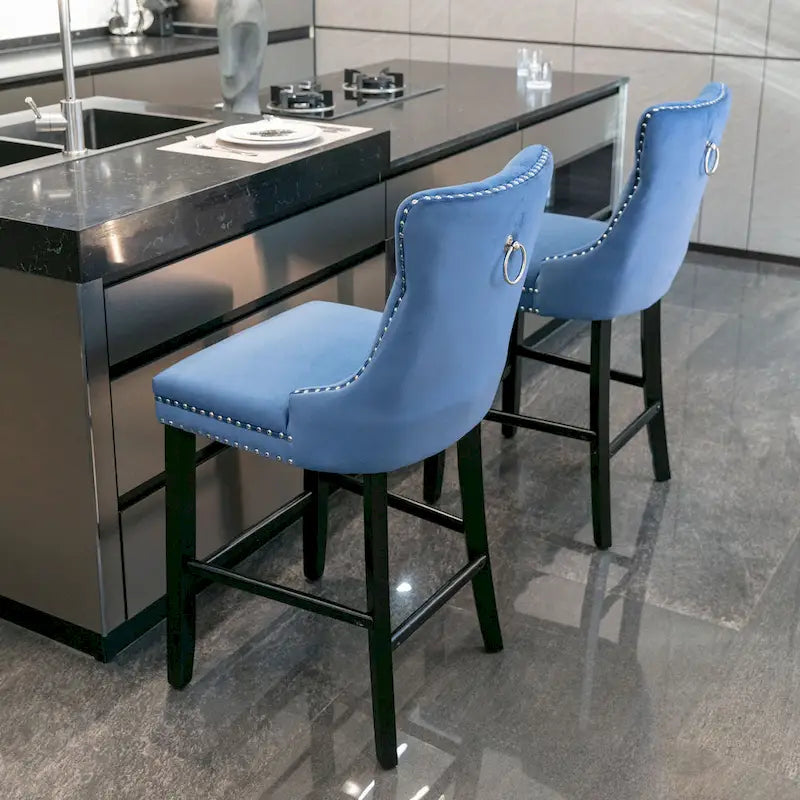 Tabourets de bar recouverts de velours