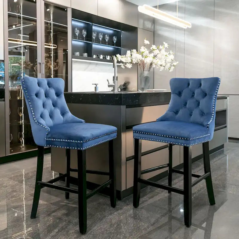 Tabourets de bar recouverts de velours