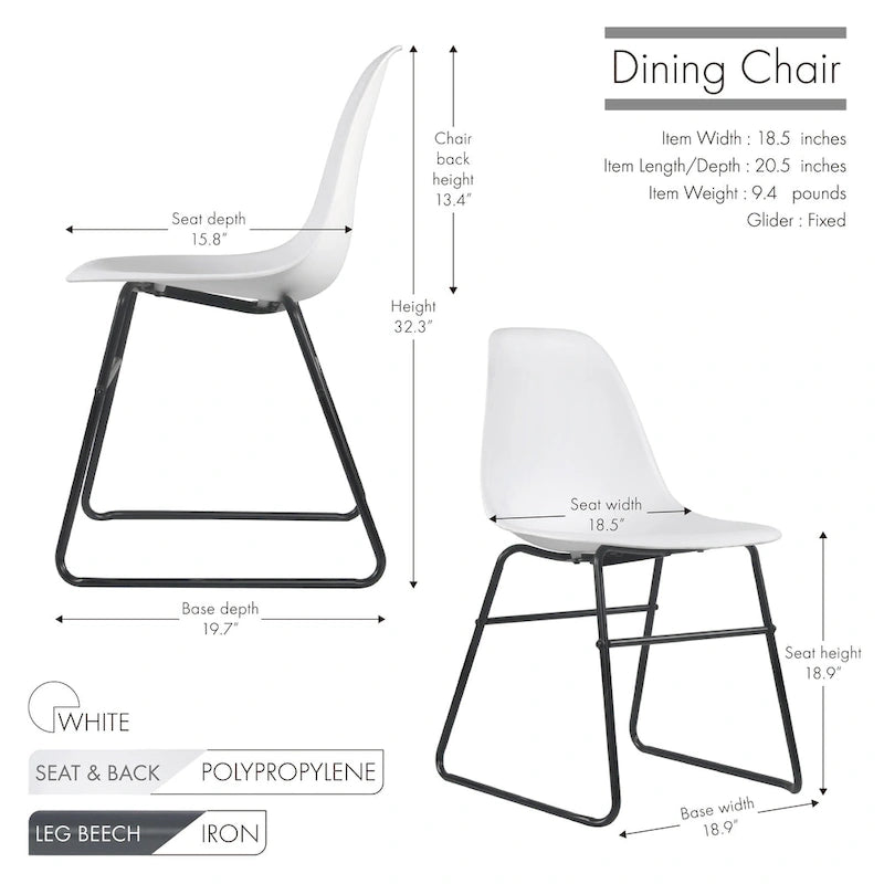 Chaises de salle à manger modernes sans accoudoirs Alivia de Porthos Home avec pieds en fer (lot de 2)