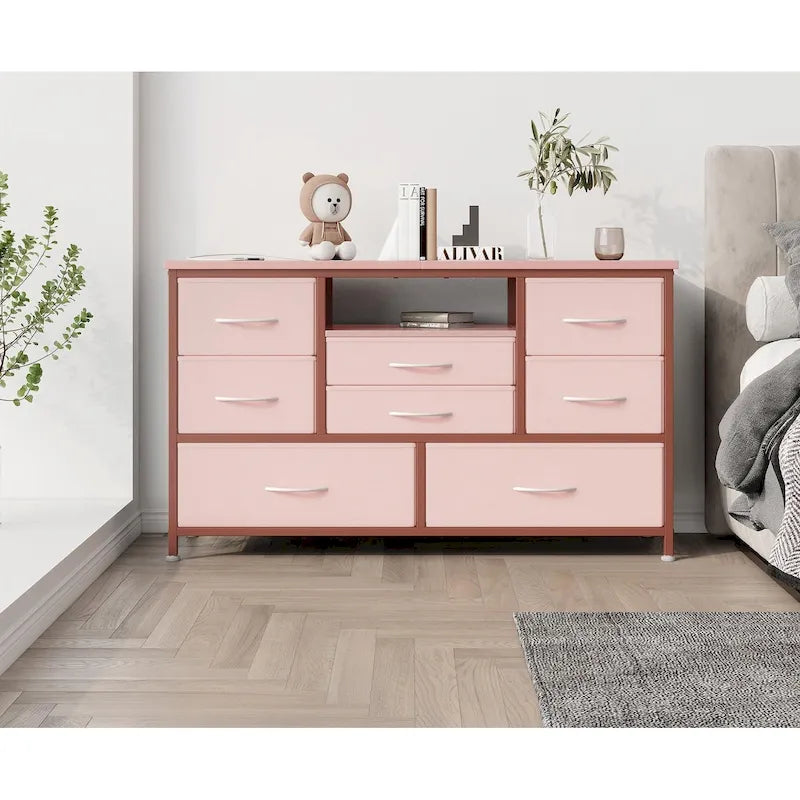 Meuble TV commode 8 avec prise électrique et éclairage LED