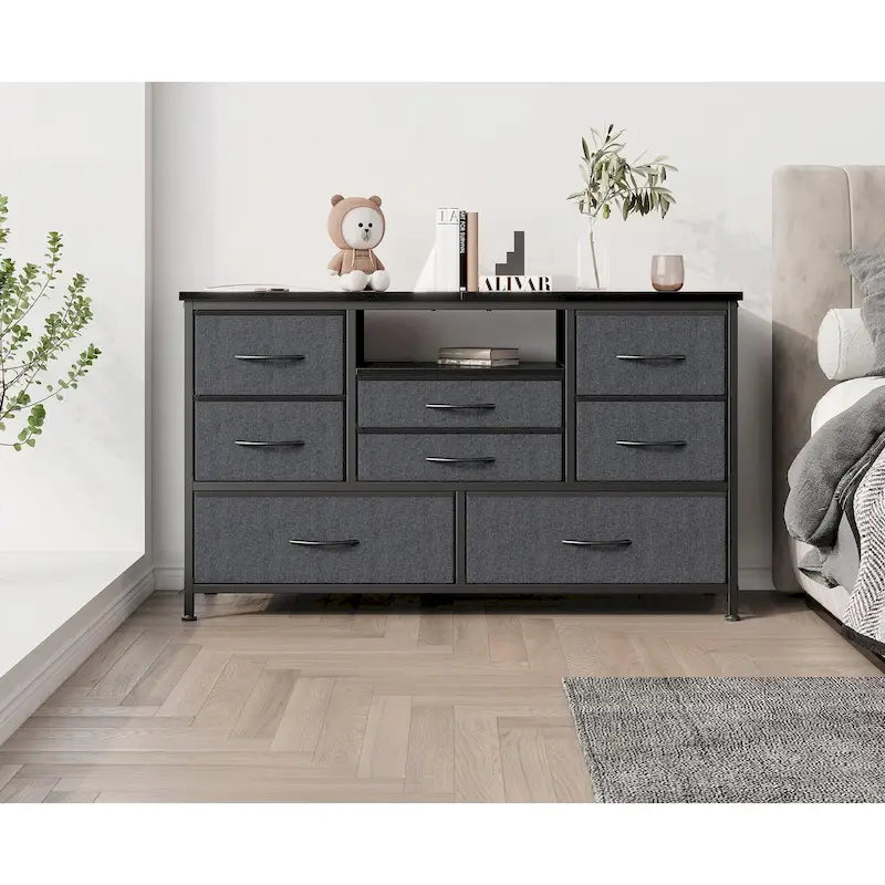 Meuble TV commode 8 avec prise électrique et éclairage LED