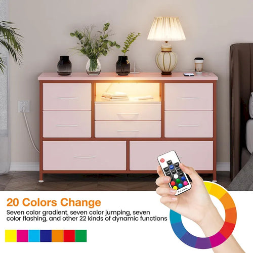 Meuble TV commode 8 avec prise électrique et éclairage LED