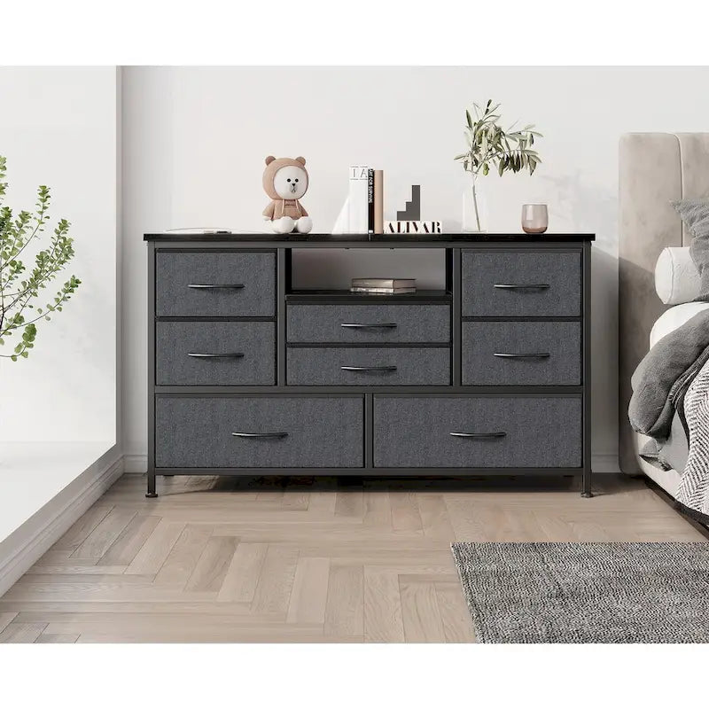 Meuble TV commode 8 avec prise électrique et éclairage LED