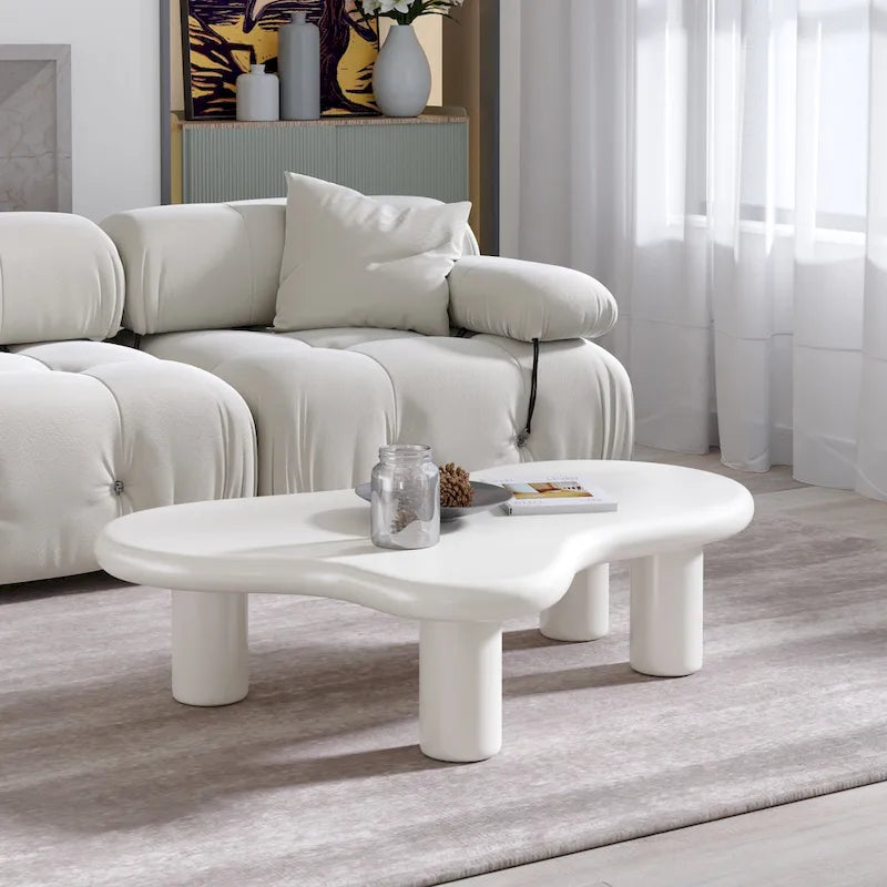 Cloud Coffee Table, Irregular Modern Coffee Table Decor with 4 Legs