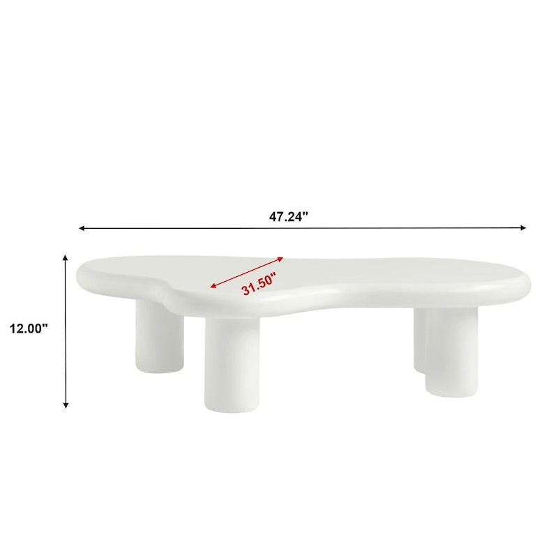 Table basse nuage, table basse moderne irrégulière à 4 pieds