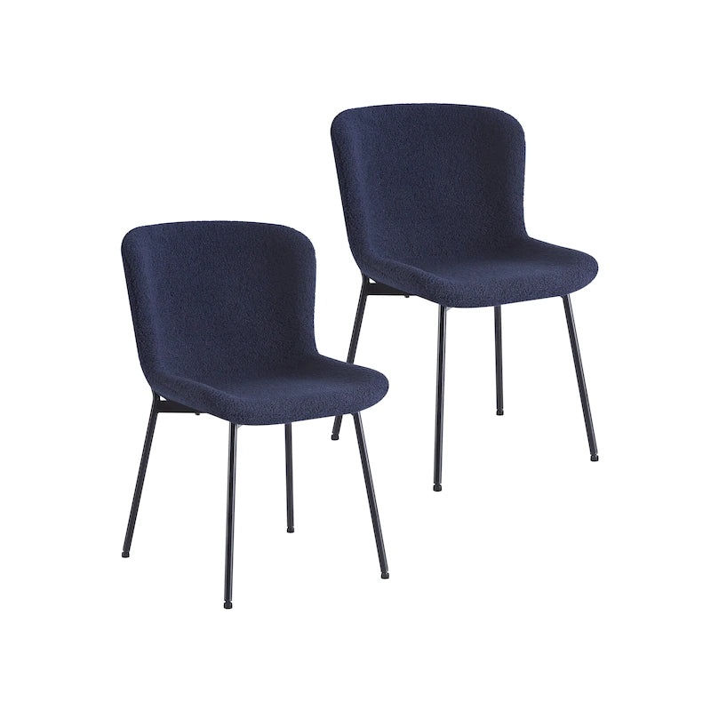 Ensemble de 2 chaises de salle à manger Porthos Home Lance, revêtues de tissu et dotées de pieds en acier.
