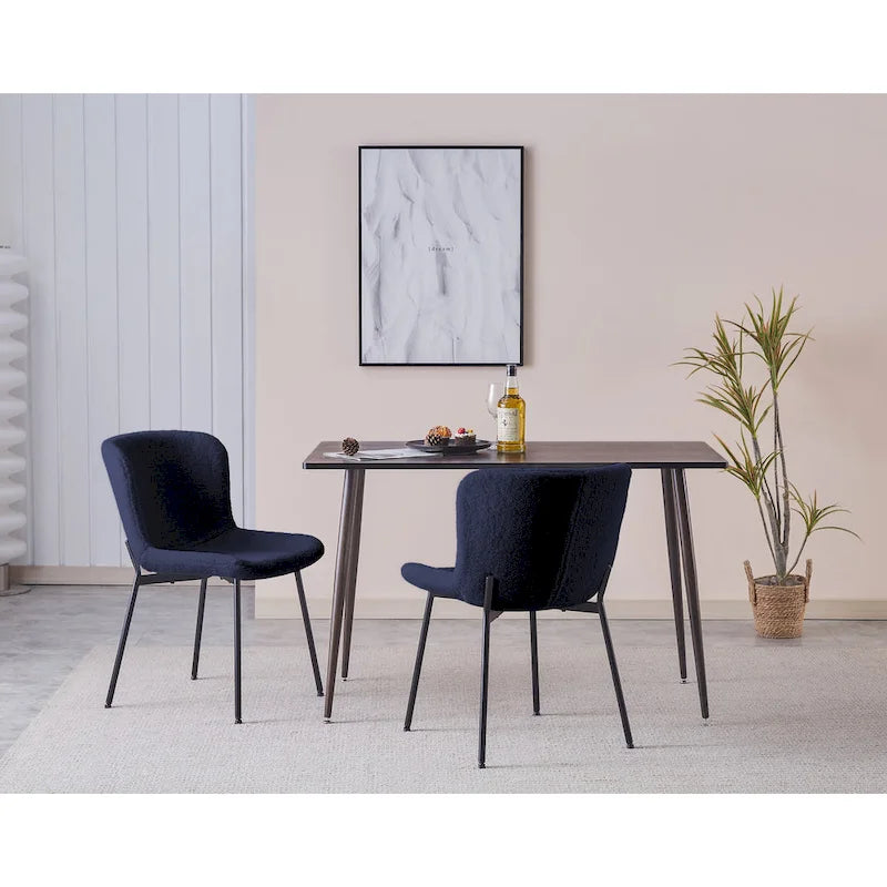 Ensemble de 2 chaises de salle à manger Porthos Home Lance, revêtues de tissu et dotées de pieds en acier.
