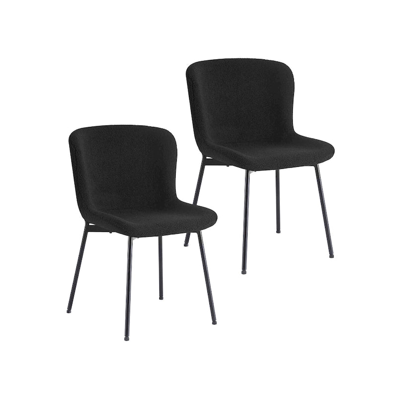 Ensemble de 2 chaises de salle à manger Porthos Home Lance, revêtues de tissu et dotées de pieds en acier.