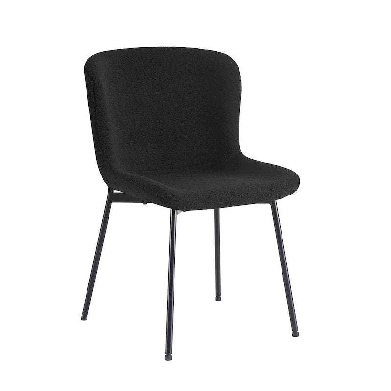 Ensemble de 2 chaises de salle à manger Porthos Home Lance, revêtues de tissu et dotées de pieds en acier.