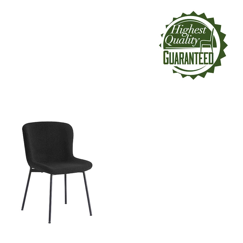 Ensemble de 2 chaises de salle à manger Porthos Home Lance, revêtues de tissu et dotées de pieds en acier.