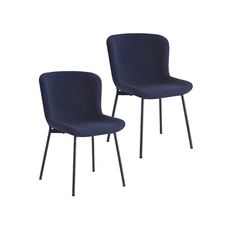 Ensemble de 2 chaises de salle à manger Porthos Home Lance, revêtues de tissu et dotées de pieds en acier.