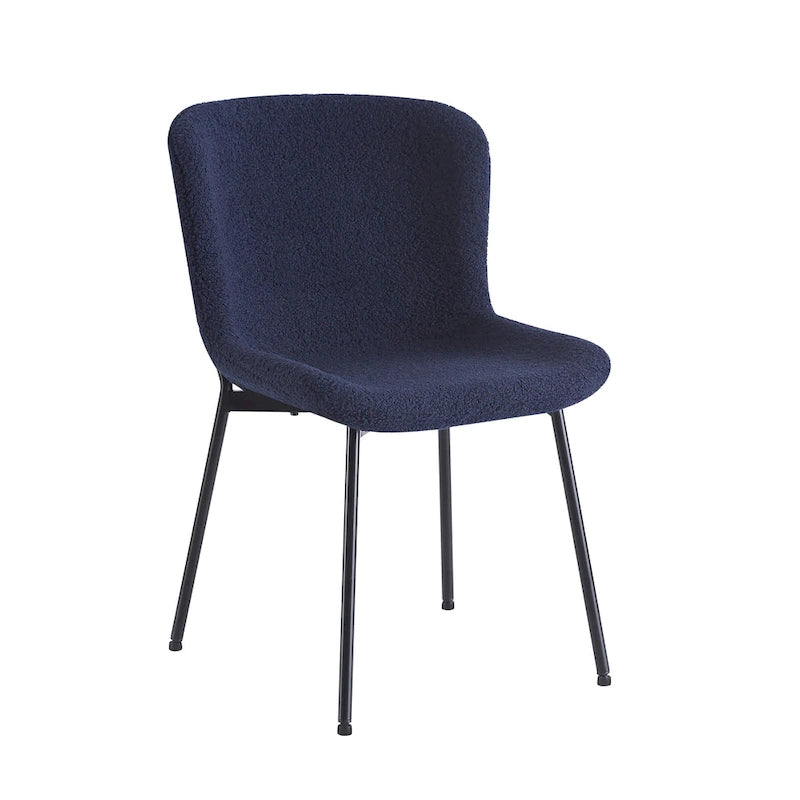 Ensemble de 2 chaises de salle à manger Porthos Home Lance, revêtues de tissu et dotées de pieds en acier.