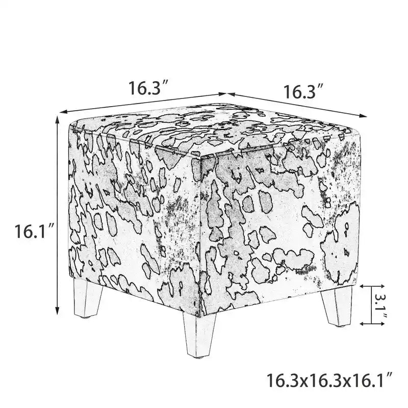 Pouf cube style britannique Adeco à motif vache, repose-pieds élégant