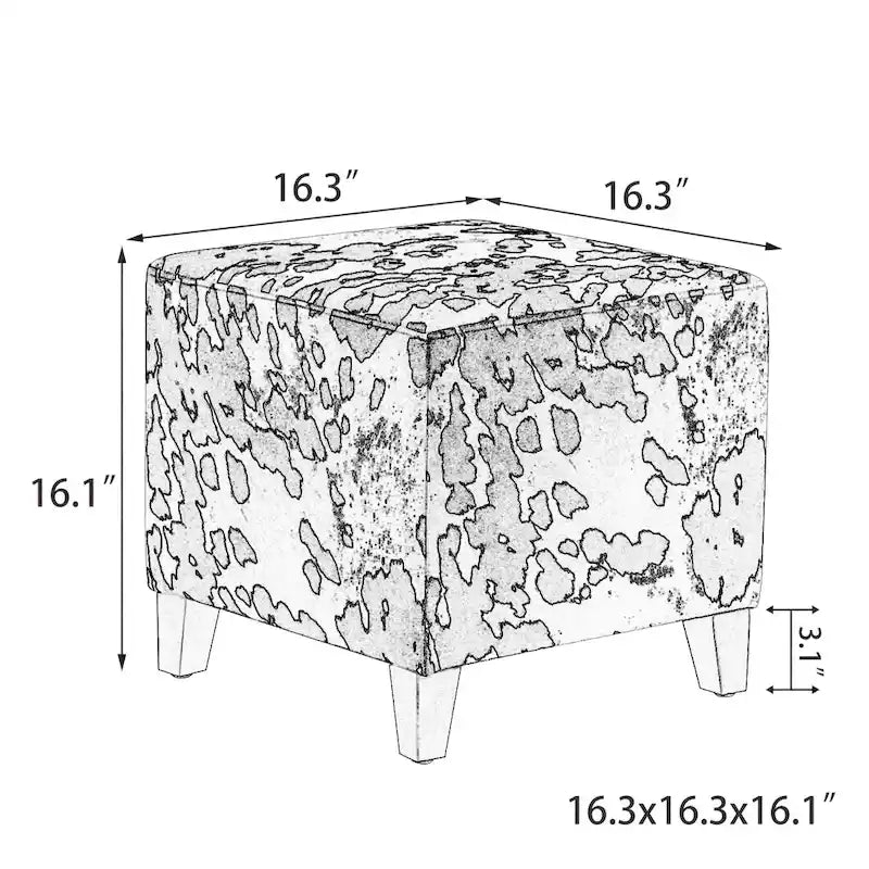 Pouf cube style britannique Adeco à motif vache, repose-pieds élégant
