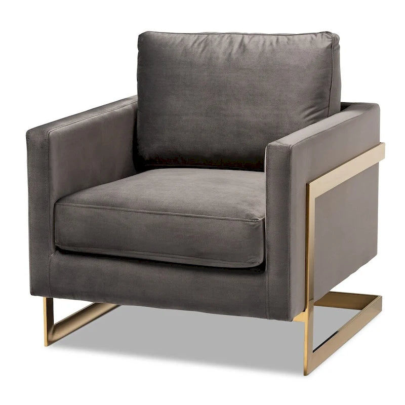 Fauteuil en velours Silver Orchid Bryson Glam