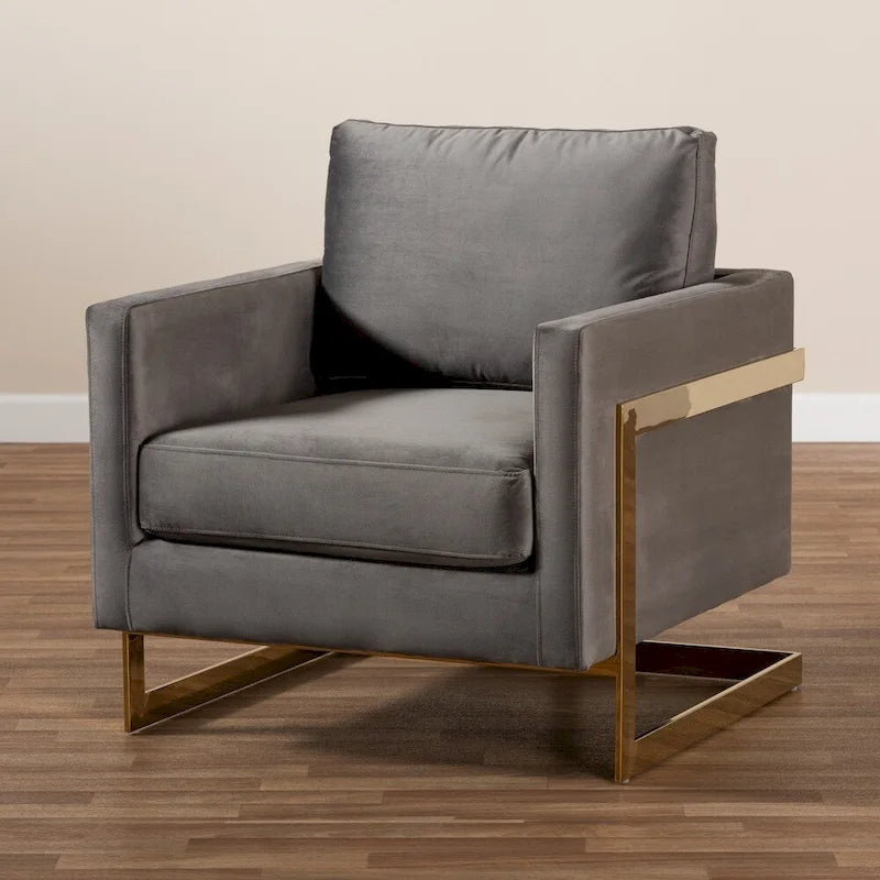 Fauteuil en velours Silver Orchid Bryson Glam