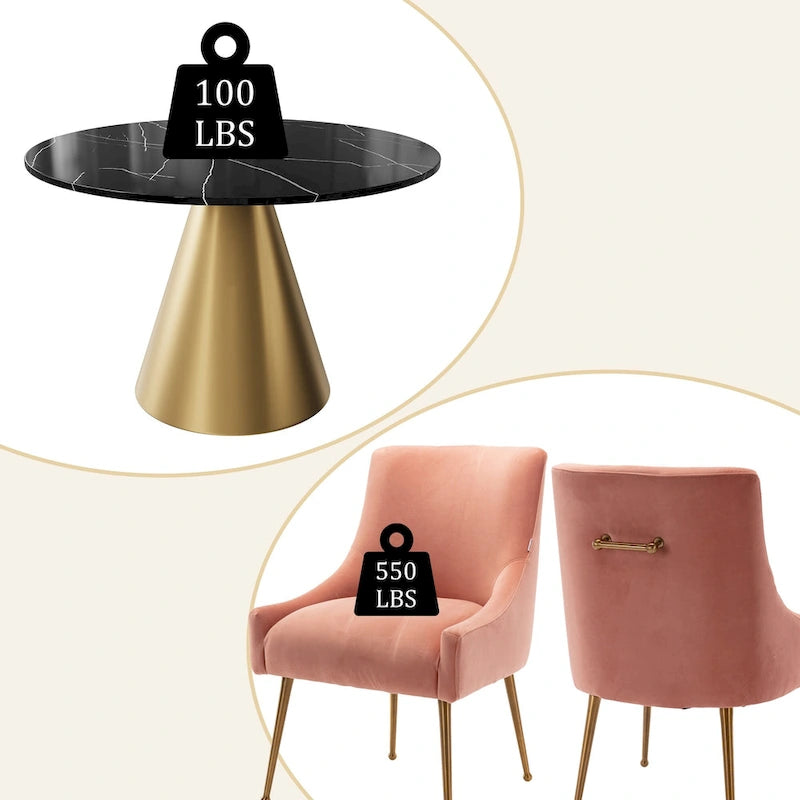 Ensemble de salle à manger Clihome 5 pièces avec table et chaises en velours et plateau en marbre noir