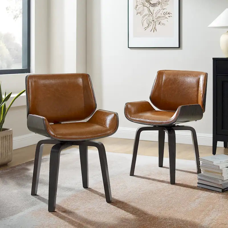 Chaises de salle à manger pivotantes Art Leon en bois rembourré (lot de 2)