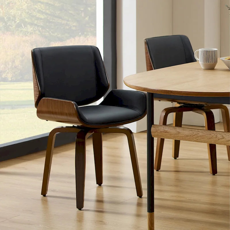 Chaises de salle à manger pivotantes Art Leon en bois rembourré (lot de 2)