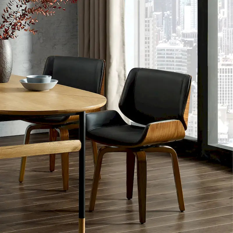 Chaises de salle à manger pivotantes Art Leon en bois rembourré (lot de 2)