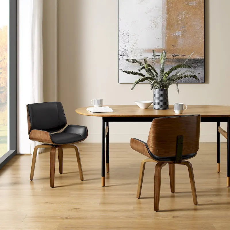 Chaises de salle à manger pivotantes Art Leon en bois rembourré (lot de 2)