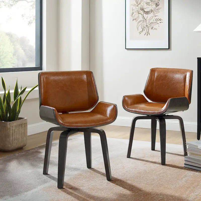 Chaises de salle à manger pivotantes Art Leon en bois rembourré (lot de 2)