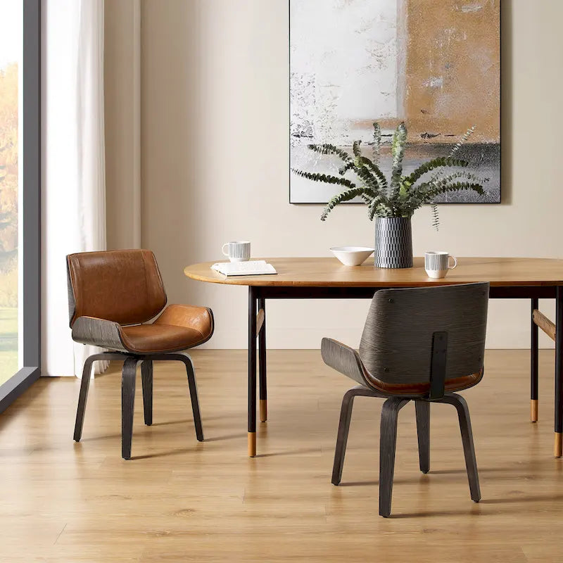 Chaises de salle à manger pivotantes Art Leon en bois rembourré (lot de 2)