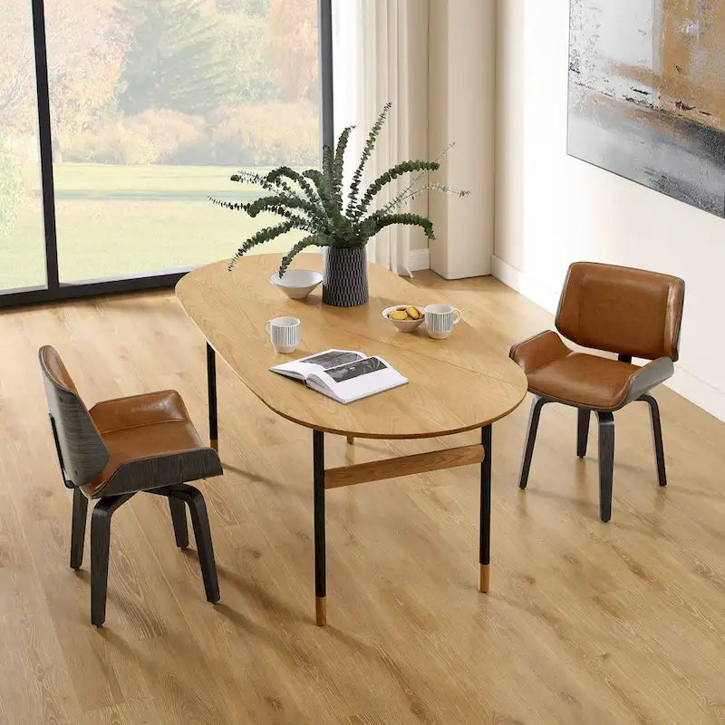 Chaises de salle à manger pivotantes Art Leon en bois rembourré (lot de 2)