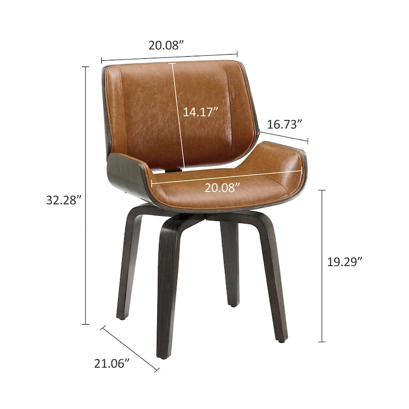 Chaises de salle à manger pivotantes Art Leon en bois rembourré (lot de 2)