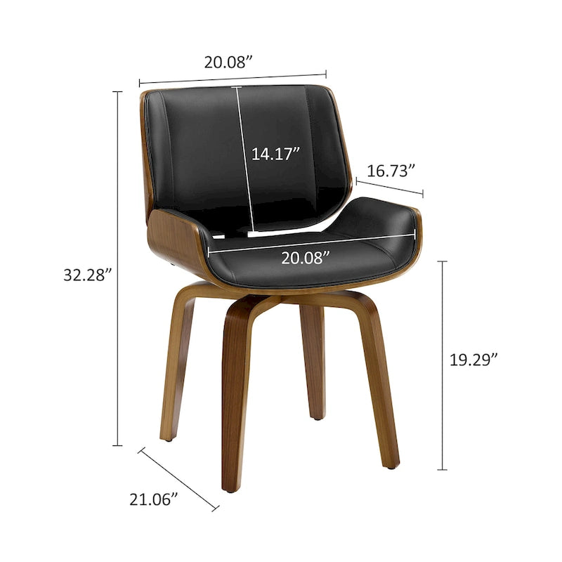 Chaises de salle à manger pivotantes Art Leon en bois rembourré (lot de 2)