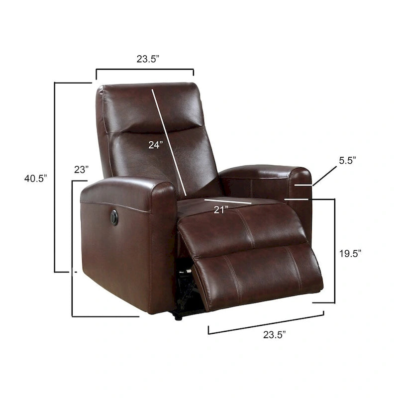 Fauteuil inclinable électrique Eli Contemporary en cuir avec massage lombaire