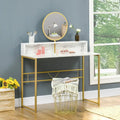 Coiffeuse moderne HOMCOM avec miroir, blanche et dorée
