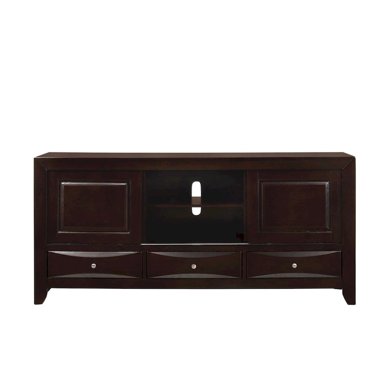 Ensemble de chambre à coucher Priscella 6 pièces avec plateforme de rangement en cerisier foncé