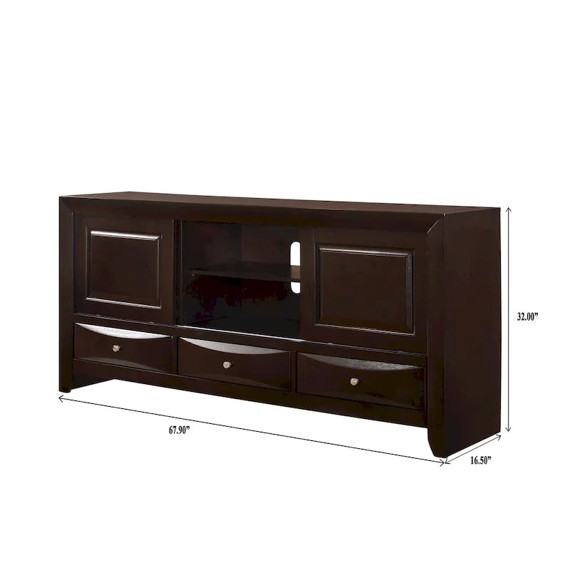 Ensemble de chambre à coucher Priscella 6 pièces avec plateforme de rangement en cerisier foncé