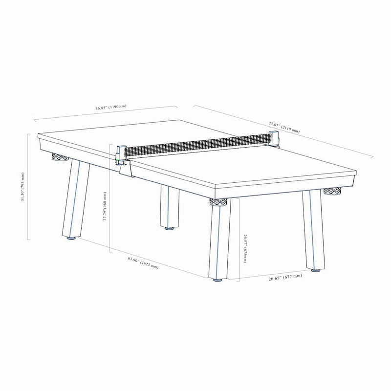 Ensemble de salle à manger Laguna avec table de billard en ardoise de 2,13 m (7 pi) pour intérieur/extérieur, 2 bancs et accessoires, finition ciment