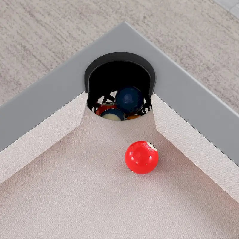 Ensemble de salle à manger Laguna avec table de billard en ardoise de 2,13 m (7 pi) pour intérieur/extérieur, 2 bancs et accessoires, finition ciment