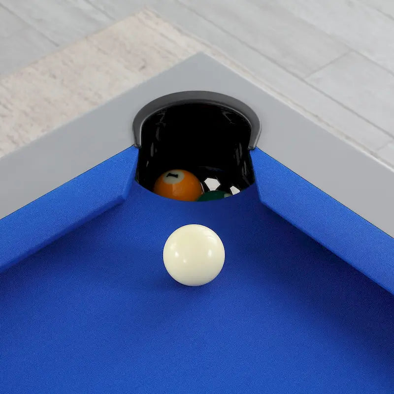 Ensemble de salle à manger Laguna avec table de billard en ardoise de 2,13 m (7 pi) pour intérieur/extérieur, 2 bancs et accessoires, finition ciment