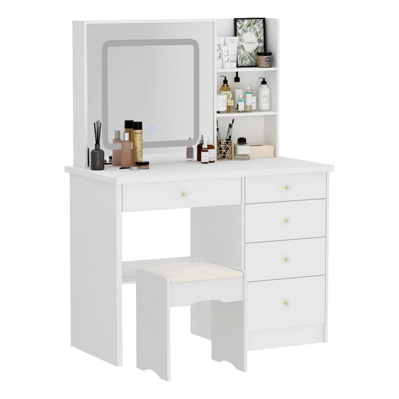 Ensemble coiffeuse avec 3 lampes et tabouret