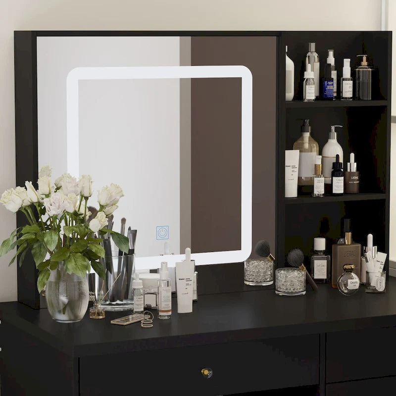 Ensemble coiffeuse avec 3 lampes et tabouret