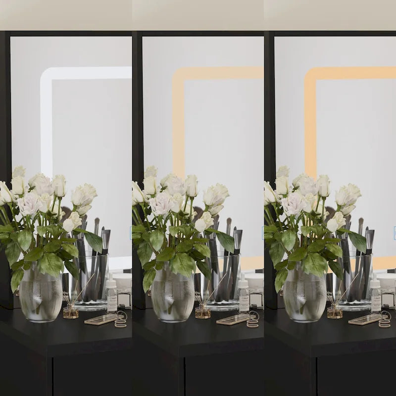 Ensemble coiffeuse avec 3 lampes et tabouret