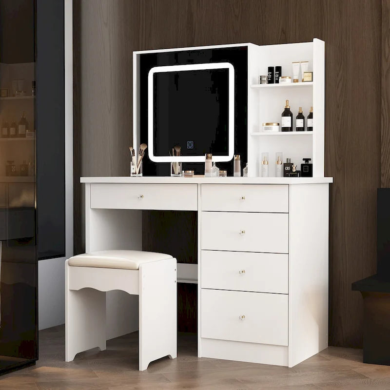 Ensemble coiffeuse avec 3 lampes et tabouret