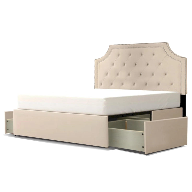 Lit plateforme rembourré Aubrey Mammoth avec rangement et 2 tiroirs