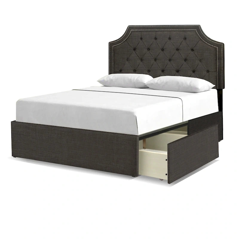 Lit plateforme rembourré Aubrey Mammoth avec rangement et 2 tiroirs