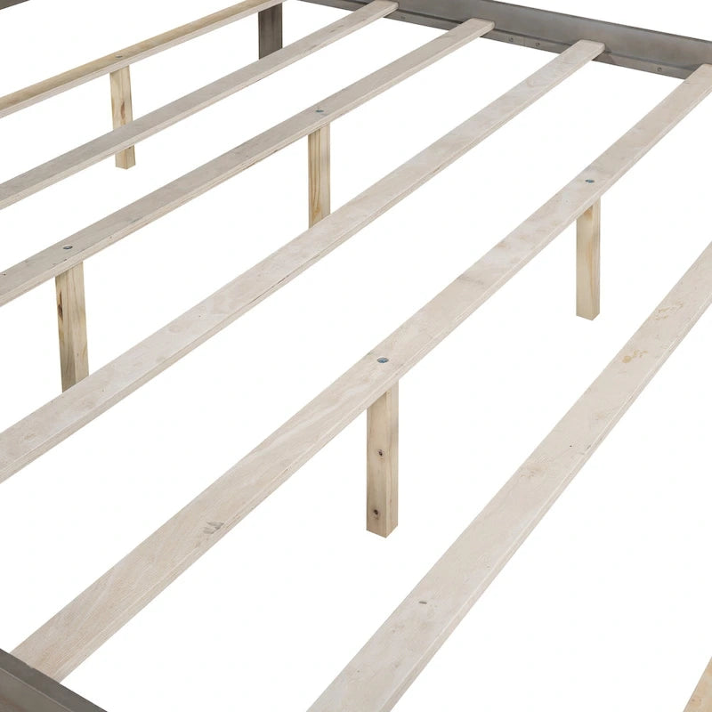 Lit plateforme à baldaquin King Size avec tête de lit et pieds de soutien