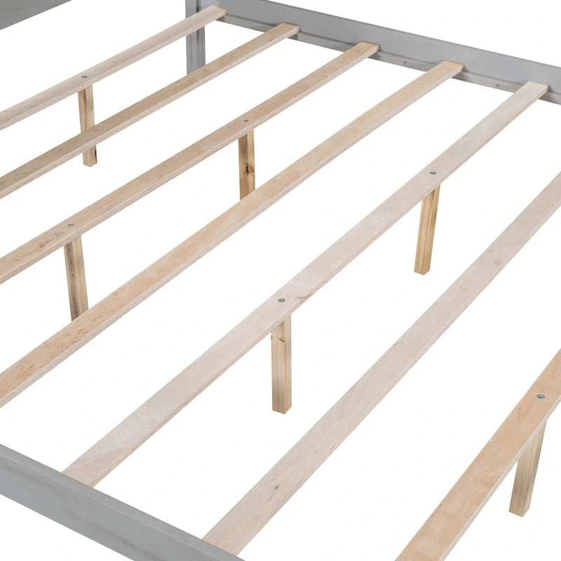 Lit plateforme à baldaquin King Size avec tête de lit et pieds de soutien