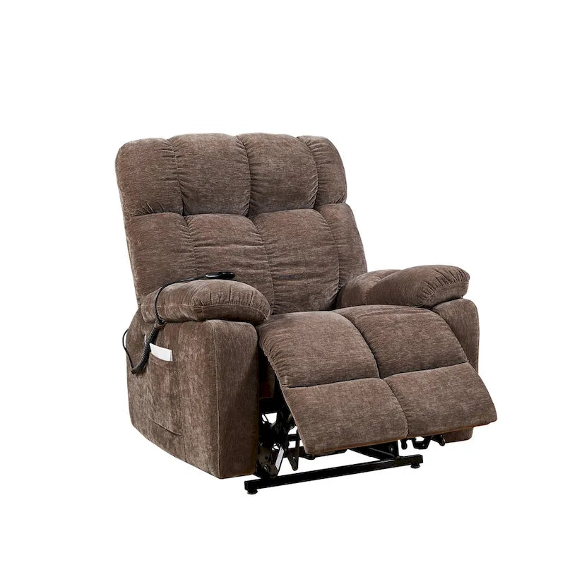Fauteuil releveur électrique Liyasi avec 2 moteurs, massage et chauffage pour personnes âgées, 3 positions, 2 poches latérales, port de chargement USB.