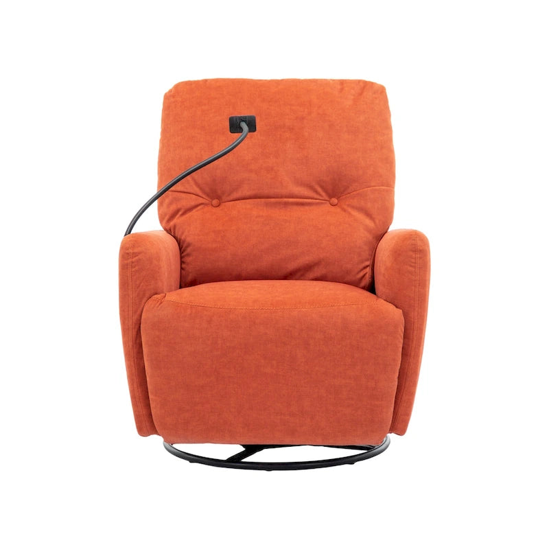 Fauteuil inclinable électrique pivotant à 270 degrés pour home cinéma, canapé inclinable une place avec mécanisme à bascule et support pour téléphone.