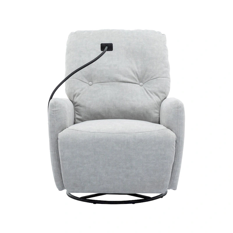 Fauteuil inclinable électrique pivotant à 270 degrés pour home cinéma, canapé inclinable une place avec mécanisme à bascule et support pour téléphone.